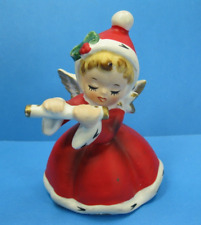 Napcoware NAPCO X-7258 Red Christmas Angel Figurine w/ Flute Vintage picture