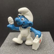 20054 First Aid Smurf 2” Vintage White Kit Figurine 1978 PVC Schleich Hong Kong picture