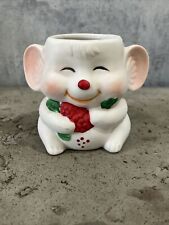 Vtg Karen Carson Creation Porcelain Christmas Mouse Hollies Refreshener Candle picture