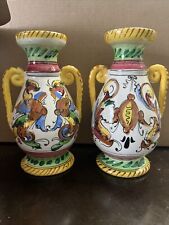 2 Handpainted Vases From Italy Vintage picture