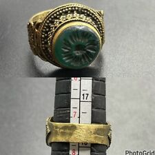 Beautiful Vintage Near Eastern Agate Intaglio Stone Solid brass Seal Ring picture