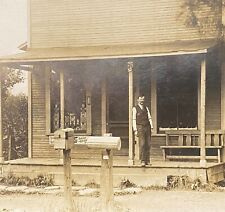 REAL PHOTO POSTCARD RPPC-MAN IN FRONT OF STORE TWO MAILBOXES-COCA COLA SIGN picture