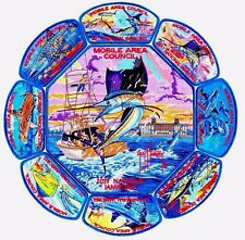 MOBILE AREA COUNCIL 2017 SCOUT Jamboree OA 322 9-PATCH SET GUY HARVEY FEW MADE picture