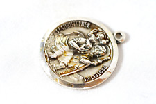 St Christopher Protect Us Medal Vintage Sterling Silver 1