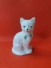 Belleek Fine Irish China Cat Figurine with Green Eyes 4