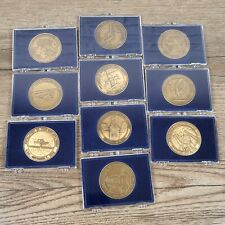 VINTAGE 10x GALAXY SPACE NASA MISSON LAUNCHES HISTORY MEDAL COINS IN CASES picture