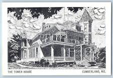 Cumberland Wisconsin WI Postcard The Tower House Sketch Scene c1920's Antique picture