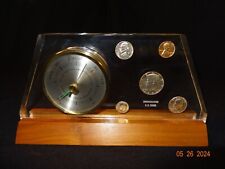 SWIFT INDUSTRIES BAROMETER IN LUCITE w/ 1964 UNCIRCULATED U.S. COIN SET (SILVER) picture