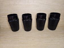 Vintage 1960s Tiara Indian Black Diamond Point Glass Tall Glasses Lot Of 4 picture