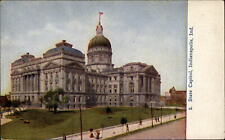 State Capitol Indianapolis Indiana dome flag parasols c1910 vintage postcard picture