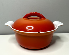 Vtg Descoware Orange Red Casserole Pot Pan Cast Iron Enamel Belgium 14 FE picture