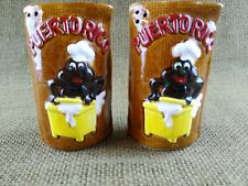 Hand Painted Puerto Rico Salt and Pepper Shaker Set Frog Chef Brown Vintage  picture
