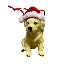 Kurt Adler Golden Lab Puppy in Red Knit Santa Hat Resin Christmas Ornament picture