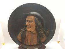 Vintage Hand Carved 3-D Wooden Plate of French Farmer Man ~ Signed F Thepot picture