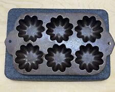 •Vintage Cast Iron•Turks Head Muffin Pan for 6•MADE IN USA•Fluted•FREE US SHIP picture