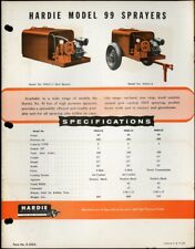 Vintage HARDIE MODEL 99 SPRAYERS Spec Sheet Agricultural Sprayers 1963 FFA picture