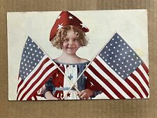 Postcard Patriotic Little Girl Child Dressed As Miss Columbia American Flags picture