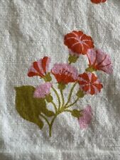 Vtg Cotton Fabric Japan Tablecloth 54x70” Pink Red Morning Glories On White MINT picture