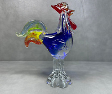 Art Glass Multi-Color Rooster Statue Figurine 10 3/4