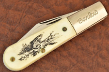 VINTAGE COLONIAL PROV USA SCRIMSHAW SERIES BAS FISH BARLOW KNIFE (16084) picture