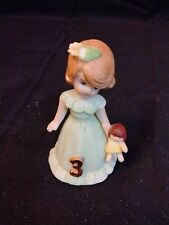 Enesco Growing Up Birthday Girls Age 3 Figurine Vintage Porcelain 1980s picture