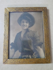 Antique Frame & Photo, Cowgirl With Holster & Gun picture