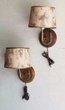 1950's Cowboy Theme Wall Lamps, Horseshoes, Original Shades, Working Condition picture