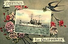 CALIFORNIA POSTCARD - GREETINGS FROM CALIFORNIA - SHIP USS OHIO picture