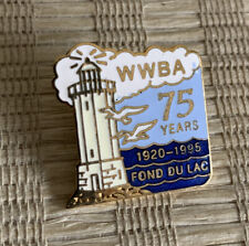 C Sanders WWBA 75yrs Fond Du Lac Bowling Enamel Pinback Collectible Lapel Pin picture