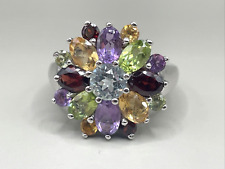 Vintage Sterling Silver Multi Gemstone Ring Size 7.5 Thailand Jewelry picture