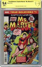 True Believers Captain Marvel Ms Marvel #1 CBCS 9.4 SS Conway 2019 picture