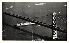 RPPC Real Photo Bardell Postcard San Francisco-Oakland Bay Bridge Battleship picture