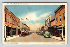 Idaho Falls ID-Idaho, Along Park Avenue, Main St. in Town Vintage c1945 Postcard picture