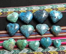 13  Heart Pieces  (3 Pounds 10 Ounces ) Chrysocolla Semiprecious Stone From Peru picture