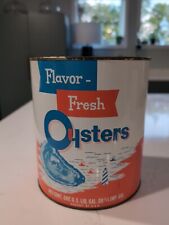 Vintage Flavor  Fresh Oyster Tin Can 1 Gallon picture