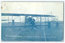 1910 Glen Curtiss On Aviation Field Saw Airship Los Angeles CA Antique Postcard picture