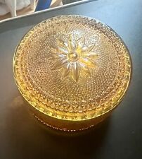 Beautiful Vintage “Indiana Glass” Trinket Box in Amber with Lid picture