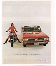 1963 Pontiac Tempest Convertible Harley Davidson Motorcycle VINTAGE Car Print Ad picture