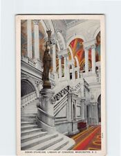 Postcard Grand Staircase Library of Congress Washington DC picture