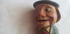 Vintage Wooden Cork Bottle Stopper, Handcarved, Painted, Gent Opens/Closes Mouth picture