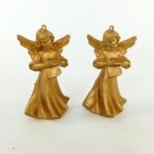 Vintage Pair Angels Goldtone Ornaments  Italy In Raised Lettering on Bottom 3