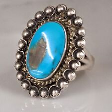 BEAUTIFUL NATIVE AMERICAN NAVAJO STERLING SILVER TURQUOISE RING SZ 8.5 picture