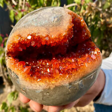 3.5LB Natural Citrine geode quartz crystal open smile sphere Museum Collection picture