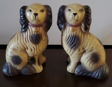 Rare Antique Pair of English King Charles Cavalier Hand-Painted Dog Doorstops picture