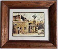 VTG ROBERT NIDY Country BARN WINDMILL Print w/ Distressed Frame Home Interior picture