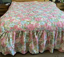 Vintage Pink Blue Floral Ruffle Bedspread Full Size? Girl Cottagecore 88