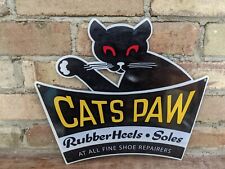 VINTAGE CATS PAW SOLES RUBBER HEEL PORCELAIN CLOTHING ADVERTISING SIGN 12