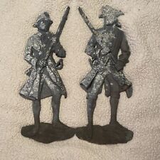 Pair Of Vintage cast Patina Soldiers Wall Hanger 20” Tall Antique picture