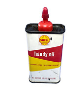 Vintage, 1950's - 60's  Shell Handy Oil, 4 oz. Tin Can, Top Split picture