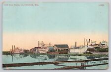 c1910 Old Boat Yards La Crosse Wisconsin WI Docks Steam Ships Postcard picture